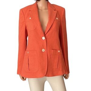 NWT Lauren Ralph Lauren orange cotton linen blazer
